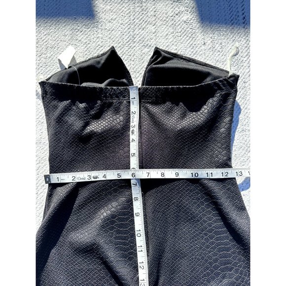 Angl Womens Medium Black Dress Shiny Snake Print Strapless Sweetheart Cocktail - Picture 5 of 7